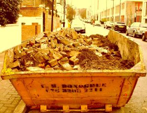 VicBrk3 Old Victorian bricks dumped into skip